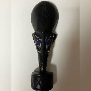 African Black Mask with Colorful Beads